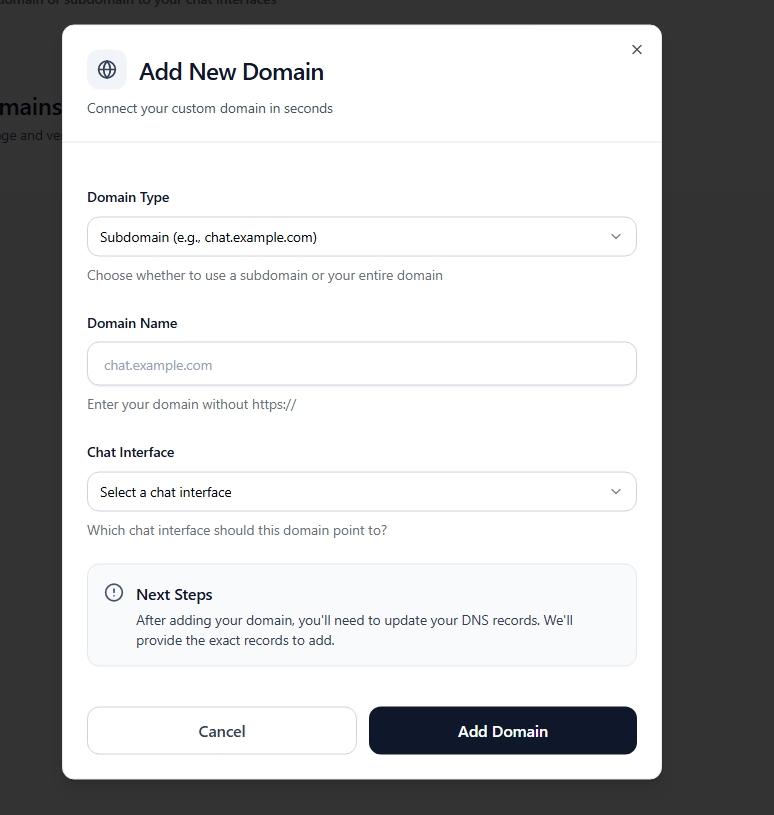 Add Domain Modal